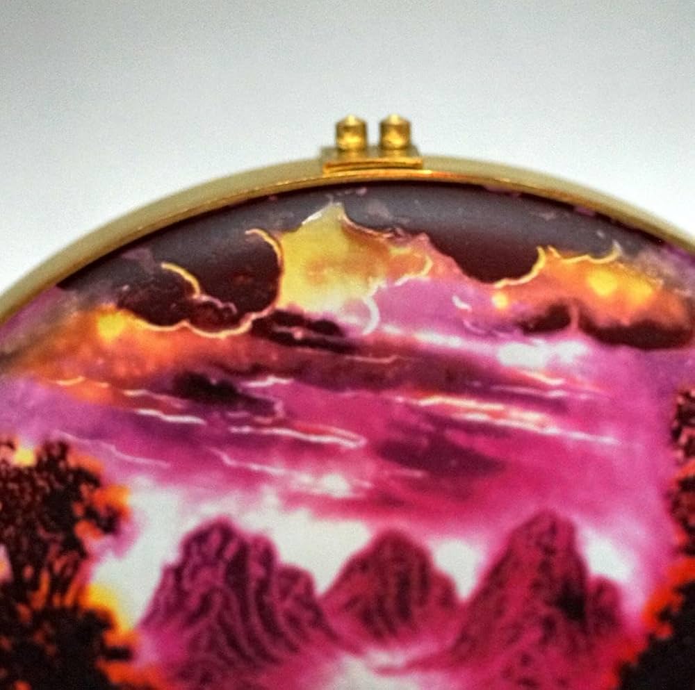 エミールガレ　山景紋 プレート 卓上照明　スタンド　技法カメオ彫 被せガラス エミールガレ 山景紋 プレート 卓上照明 スタンド 技法カメオ彫